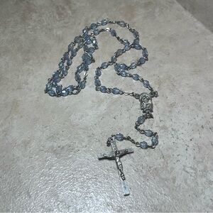 Vintage Light Blue Beads Catholic 18” Rosary
